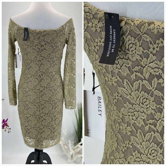$188  Dress NWT Bailey 44 Bodycon Gold Lace - Picture 2 of 8
